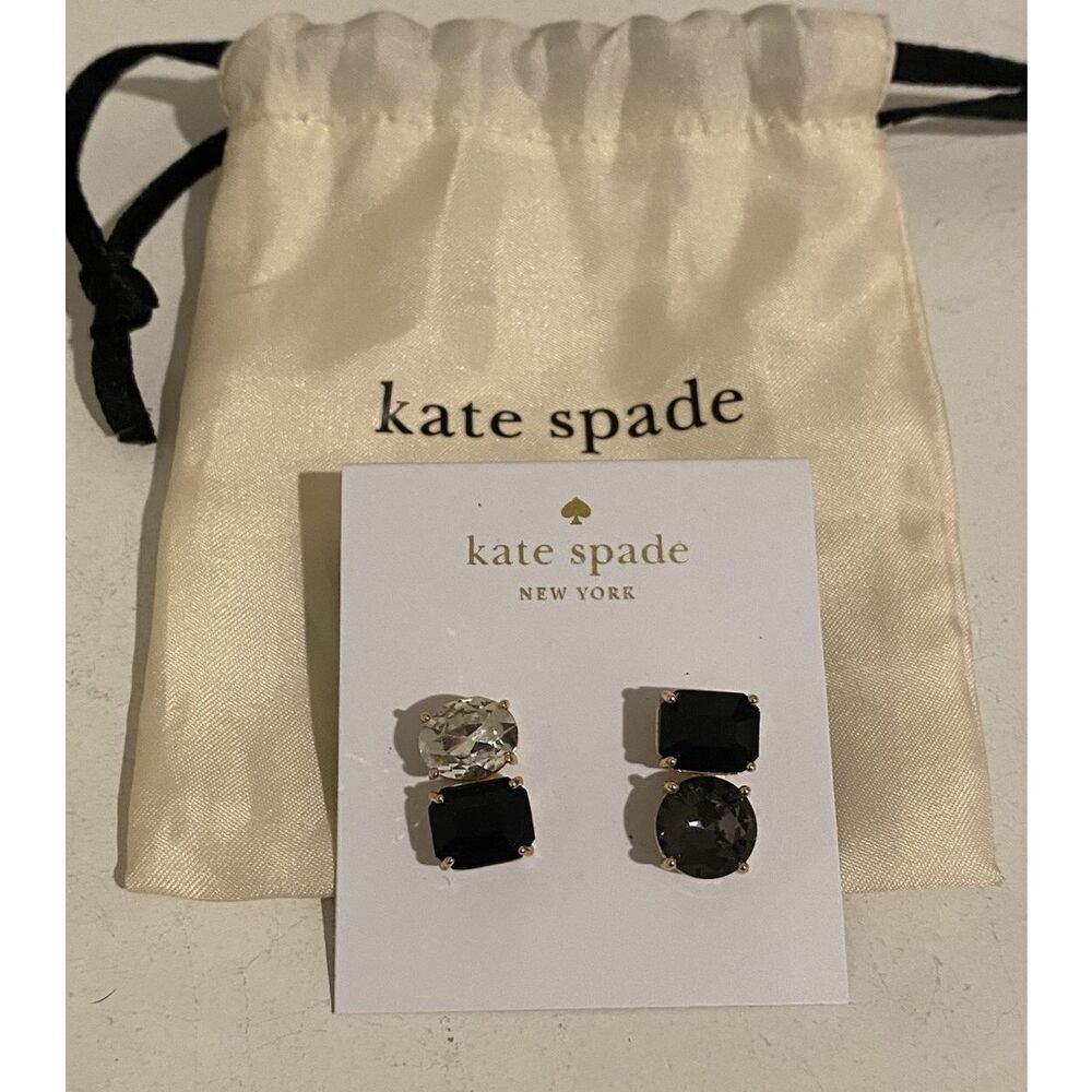 NWT Kate Spade Bright Ideas Duo Drop Earrings In Black